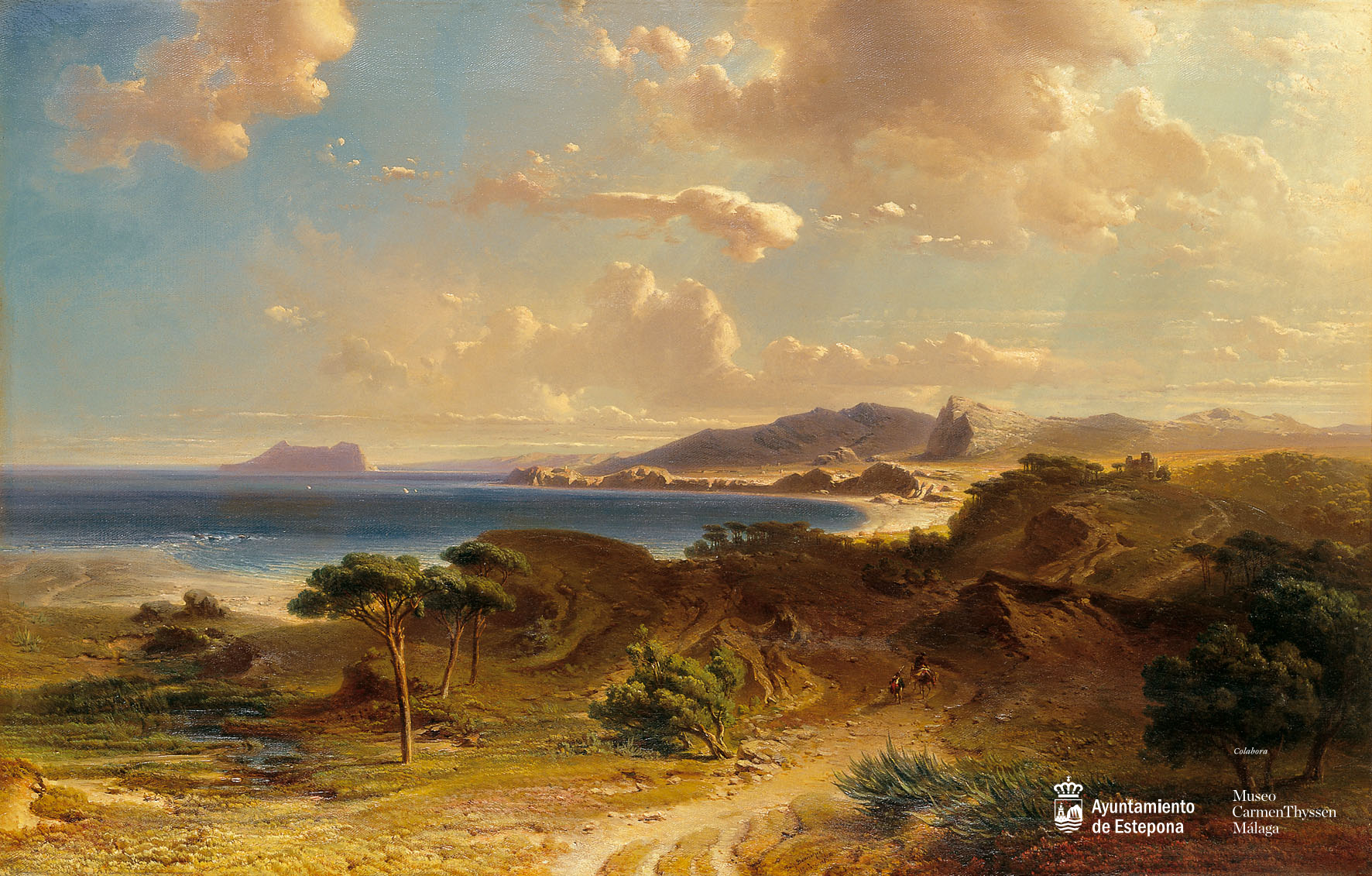 Fritz Bamberger, Playa de Estepona con la vista del Peñón de Gibraltar, 1855.
