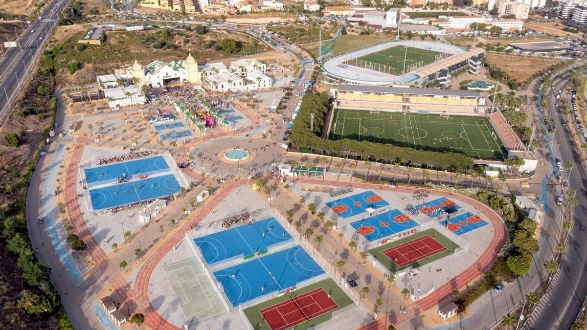 The climbing wall is located at the Estepona fairgrounds and sports center.